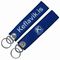 Custom design Woven Keychain Merrowed Border with eyelet and big ring