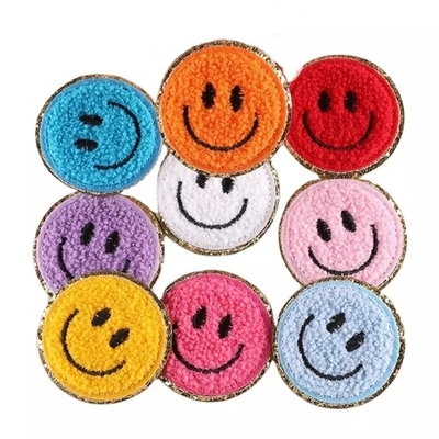 Chenille Patch Smiley Face Patch - Iron On Chenille Patch Smile